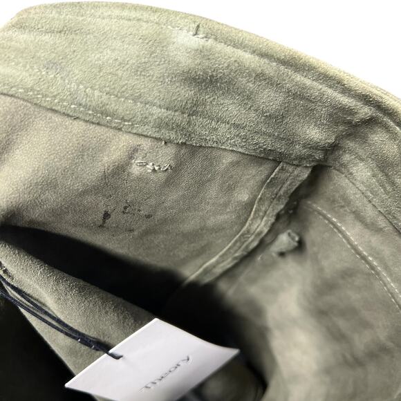 Theory Lupah Suede Mini Skirt Goat Leather‎ Army Green Size 8 - Picture 12 of 12